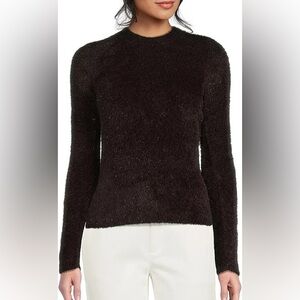 VINCE Women’s Metallic Lurex Eyelash Sweater Maroon/ Cherry Night Size Small